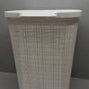 Mind Reader 60L Slim Laundry Hamper, Clothes Basket, Lid, Linen Design, Plastic, White