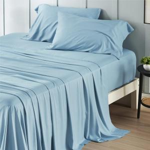Bedsure PureWoven 100% Rayon Derived from Bamboo, Full Size Sheets, 4 PCS | Cooling Sheets for Hot Sleepers, Breathable & Silky Soft, 16" Deep Pocket, Hotel Luxury Bedding, Aqua