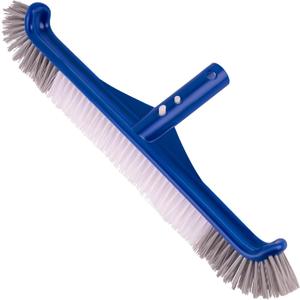 POOLAZA Pool Brush, 17.5'' Pool Brush Head for Inground Pools & Above-Ground Pools, Durable Pool Scrub Brush Fit Standard Pool Pole, Enhanced Pool Brushes for Cleaning Pool Walls with Curved Ends (Blue)