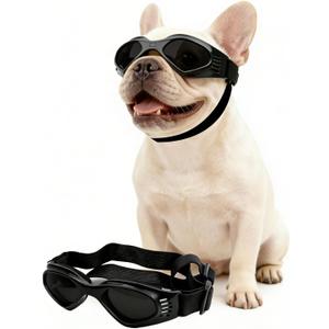 NAMSAN Dog Goggles for Small to Medium Dogs, Dog Sunglasses UV Protection for Medium Dogs Outdoor Cycling Driving, Small Puppy Glasses Dog Eye Protection, Anti-Fog Windproof, Adjustable, Black