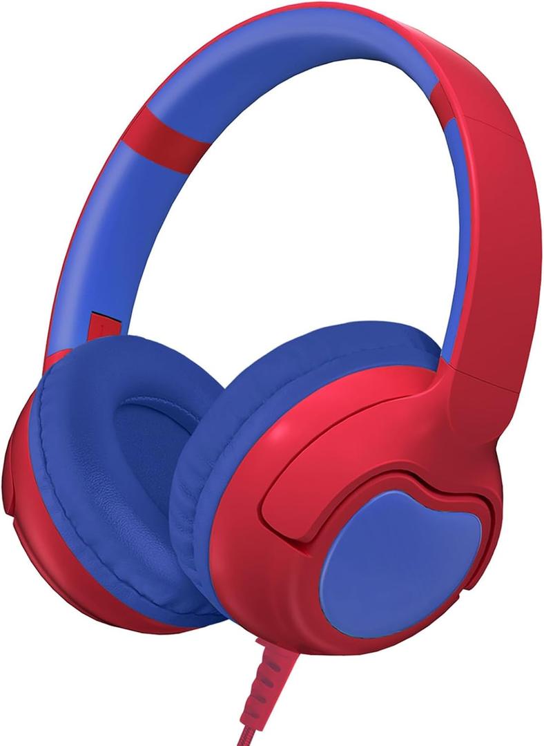 ZIHNIC Wired Kids Headphones, Safe 85dB Volume Limit for Boys & Girls, Comfortable Earpads, Foldable Design for School, Tablets, and Travel-RED