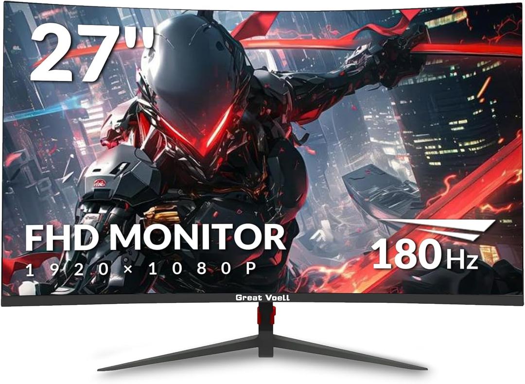 27 Inch Gaming Monitor, 180Hz 1ms FHD 1080P Fast IPS Display, HDR10, 108% sRGB, FreeSync, 2X HDMI 2.0 & DP 1.4, Wall Mount Compatible (Black)