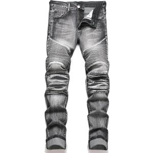 OIIIO Men's Retro Straight-Fit Stretch Jean (Gray)