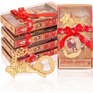 24PCS Christmas Bottle Openers for Guest Christmas Reindeer Bottle Openers Holiday Party Favors Gifts for Christmas Decorations Souvenirs (Gold Reindeer)