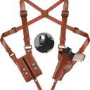 Shoulder Holster for Concealed Carry,Yigerlee Adjustable Vertical Gun Holster with Double Magazine Pouch,Made from Soft Microfiber Leather, Fits 1911, Glock 17/19, Beretta 92FS and More Pistol