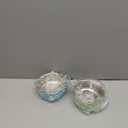 kathson Crate Dog Bowl, Removable Stainless Steel Hanging Pet Kennel Cage Bowl Food & Water Feeder Coop Cup for Puppy, Cat, Rabbit, Guinea Pigs Ferret Bird (2 Pack, Size: M, Blue and Green)