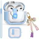 Clear Case for AirPods 3 Gen Case 2021, Secure Lock Case for Apple Airpod 3rd Generation Case Cover with Silicone Wrist Strap Cute Candy Keychain for Women,White