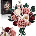 iATOM Pink Roses Flower Bouquet Building Set, Artificial Flowers Botanical Collection Kit for Adults Women & Men - Gift for Mothers Day, Home Room Office Shelf Centerpieces Decor - IA11022