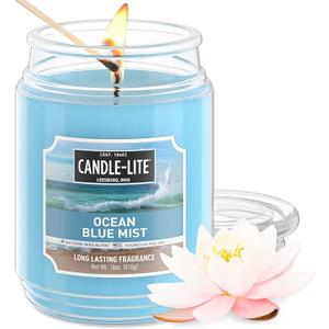 Candle-lite Scented Candles, Ocean Blue Mist, 18 oz Jar, Proudly Poured in The USA, Aromatherapy Candle, Single-Wick with 110 Hours of Burn Time, Perfect for Creating a Relaxing Ambiance