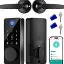 Smart Lock with 2 Lever Handle Set, Fingerprint Keyless Entry Door Lock Front Door App Control, Electronic Touchscreen Keypad Deadbolt, Auto Lock, IP54 Waterproof, Easy Install Built-in Doorbell