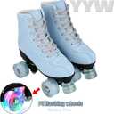 YYW Roller Skates for Women and Men Funky Leopard-Print Outdoor Skates PU Leather Roller Skates, Grey Blue (39=US Women:9=US Men:7.5=Heel to Toe:25.5 cm)