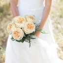 IPOPU 5PCS Real Touch Austin Roses Champagne Flowers Peony Artificial Flowers Fake Roses with Stems for Wedding Bouquet Party Home Decor(Champagne)