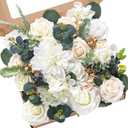 Serwalin White Artificial Flowers Fake Roses Foam Silk Flowers Box Set for DIY Wedding Cake Bouquets Centerpieces Arrangements Party Baby Shower Home Decorations (1 Box, A Secret Garden)