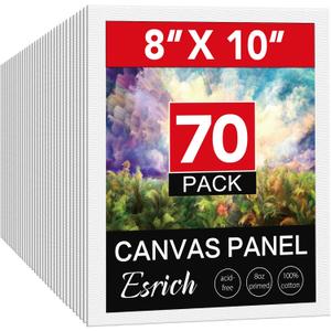 ESRICH 8x10 Canvases for Painting, 70 Pack Canvas Boards for Painting Primed Acid Free Blank Canvas Panels for Oil Paint, Watercolor, Acrylic Paint, Gouache and Tempera.