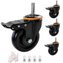 4-inch Shaft-Type Universal Caster 1600 lbs, Set of 4 Heavy Duty 0.472 Coarse Thread (Length 1.1811 inches), Safety Double Lock Caster, Industrial Shopping Cart, Furniture, Shelving