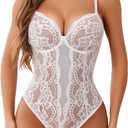 Avidlove Sexy Lingerie for Women Lace Teddy Bodysuit Deep V Cut Out Babydoll One Piece lingerie (Medium)