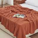 Love's cabin 6 Layer 100% Cotton Muslin Blanket, 108"x90" Muslin King Size Blanket for Bed Couch, Lightweight and Breathable Cotton Gauze for Adult, Orange