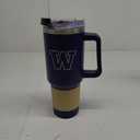 Logo Brands NCAA Washington Huskies 40 oz Tumbler with Handle -Powder Coated-Stainless Steel – Leak-Resistant, Keeps Drinks Hot/Cold – Everyday Use, Purple