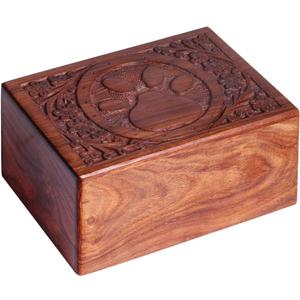 Wooden Urn Box for Human Ashes, Cremation Funeral Urns, Decorative Urn, Pet Memorial Box, Cat Infant Adult Urn, Burial Ash Keepsake - Small (6" x 4" x 2.75")