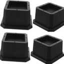 4pcs Bed Risers Stackable Rubber Furniture Foot Cushions Adjustable Height for Sofa Table Chair Durable Anti-Slip Protective Mats Elevation Boost