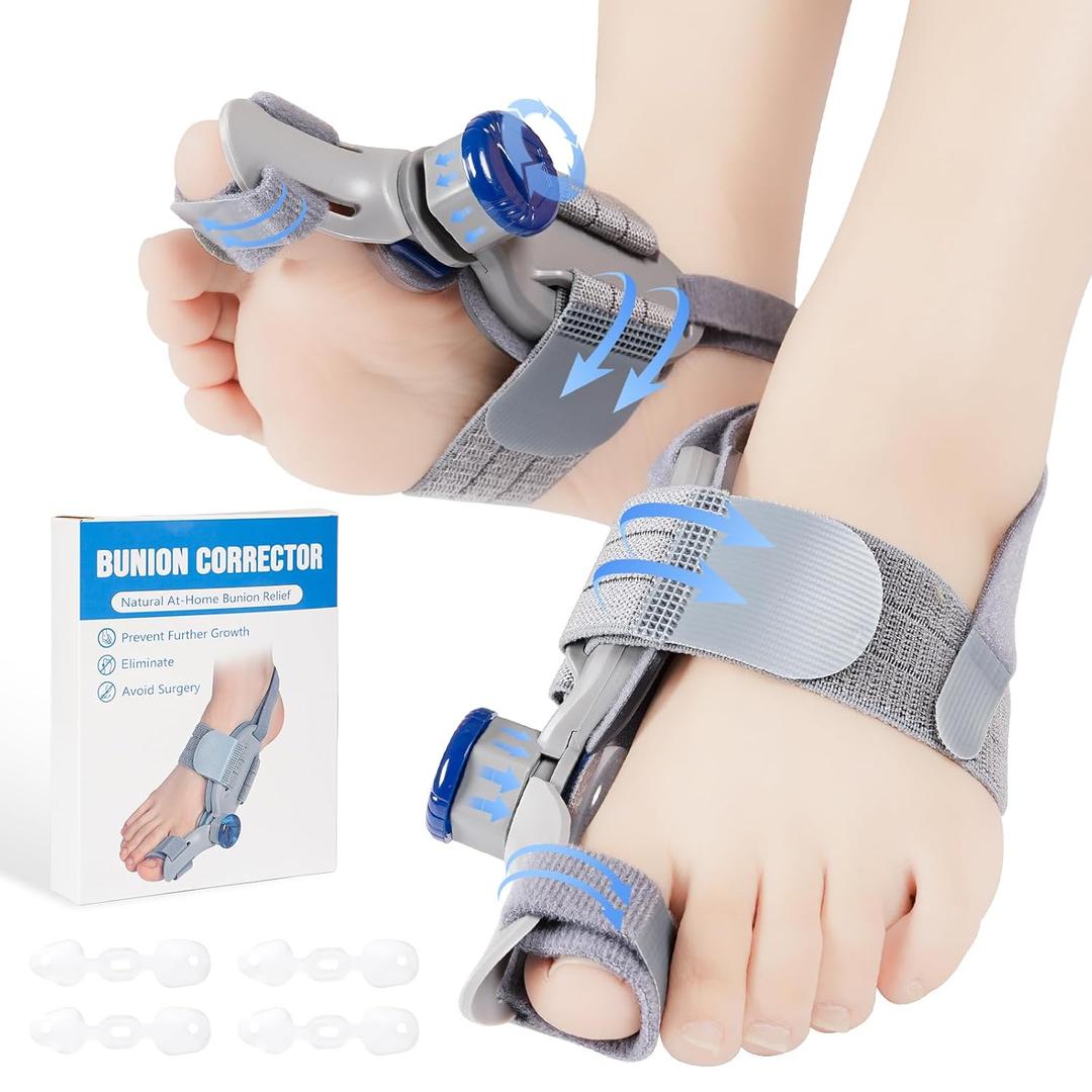 2PCS Bunion Corrector for Women & Men,Adjustable Bunion Fix,Comfortable Toe Straightener-Orthopedic Bunion Splint for Big Toe Alignment,Hallux Valgus Correction,Left/Right Feet Relief(Day & Night)