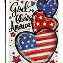 CROWNED BEAUTY 4th of July Garden Flag Patriotic Hearts Double Sided 12x18 Inches for Outside Small Burlap Independence Memorial Veterans Day Holiday Yard Decoration CF1815-12