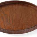 Round Wooden Serving Tray Rustic Wood Tea Tray for Breakfast, Snacks, Coffee & Home Decor (Dark, 11.81in)