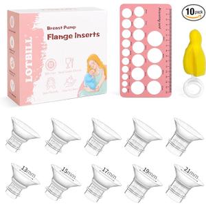 Flange Sizing Kit Upgrade, 10PCS 13/15/17/19/21mm Flange Inserts, Compatible with Most 24mm Wearable Breast Pumps from Medela/Spectra/Momcozy etc, 24mm Tunnel Reduction to Other Correct Size
