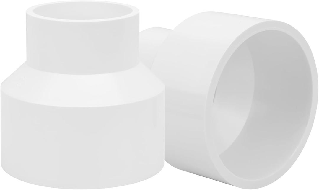 2Pack 3" x 2" PVC DWV Reducer Coupling Adapter (Socket x Socket) Schedule 40 PVC DWV Slip Reducing Coupling Pipe Fittings, PVC Increaser/Reducer Coupling for Home Sewer Plumbing