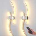 Battery Operated Wall Sconce Set of Two, Dimmable Modern LED Rechargeable Wall Light with Remote Control, Wall Decor for Living Room