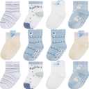 Aroveea Non Slip Grip Ankle Baby Socks 12 Pack for Toddler Boys and Girls Kids,Infant Cute Cotton Baby Socks