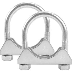 1.25" U Bolt Clamp, Muffler Exhaust Clamps,1-1/4 Inch Saddle Style Heavy Duty Mild Steel(2-Pack)