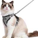 rabbitgoo Cat Harness and Leash for Walking, Escape Proof Soft Adjustable Vest Harnesses for Cats, Easy Control Breathable Reflective Strips Jacket, Grey, M