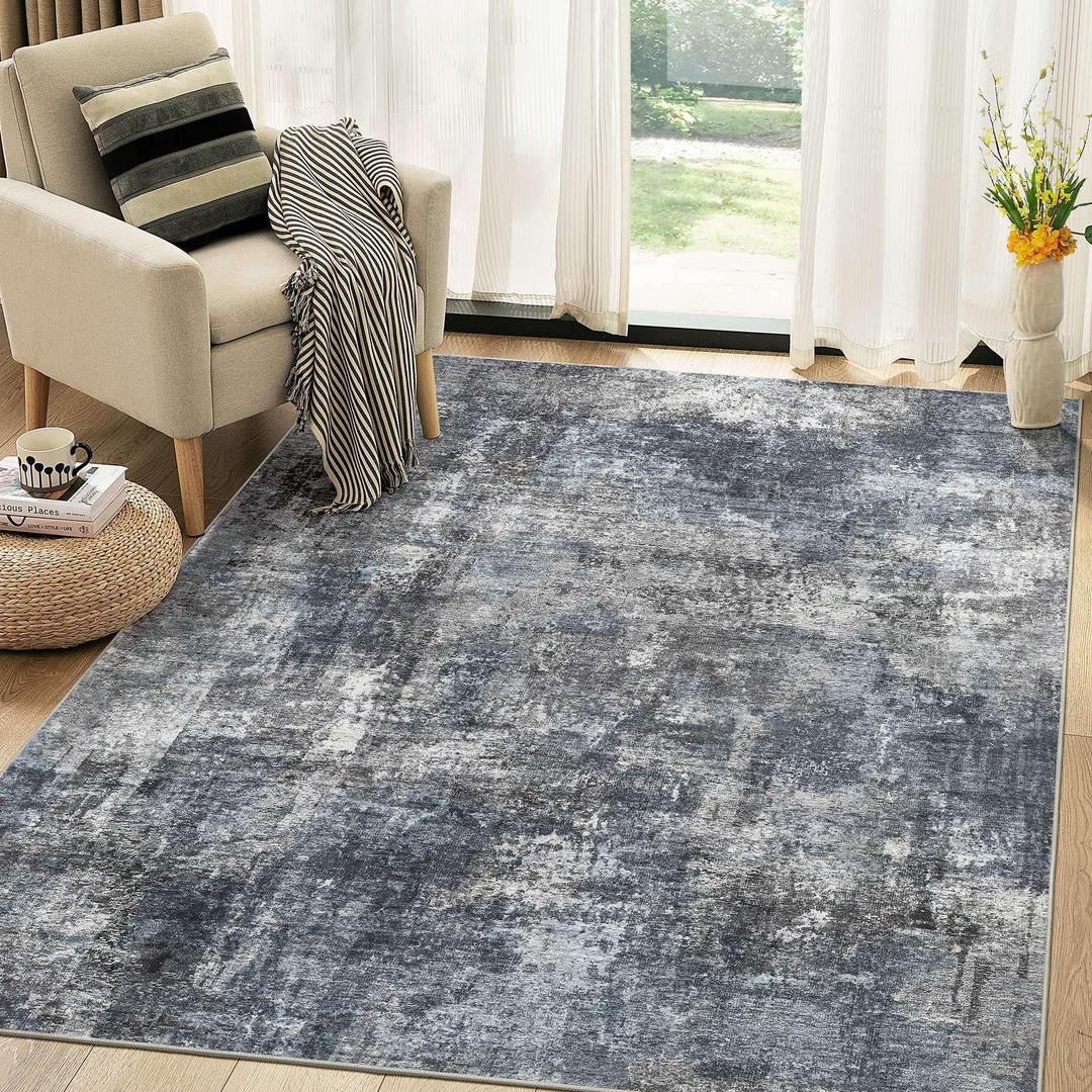 Washable 9x12 Area Rugs for Living Room: Abstract Modern Home Decor Rug