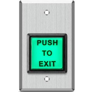 Push to Exit Button, Briidea Indoor Green Square Request to Exit Button with Green LED Square, Made of Stainless Steel, Sturdy & Durable