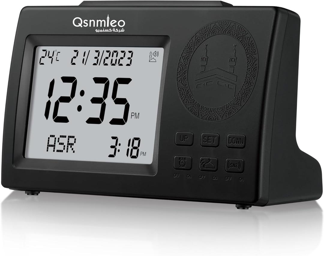 Azan Clock with Sound - Home Athan Adhan Prayer Clock for USA Muslims (Black)