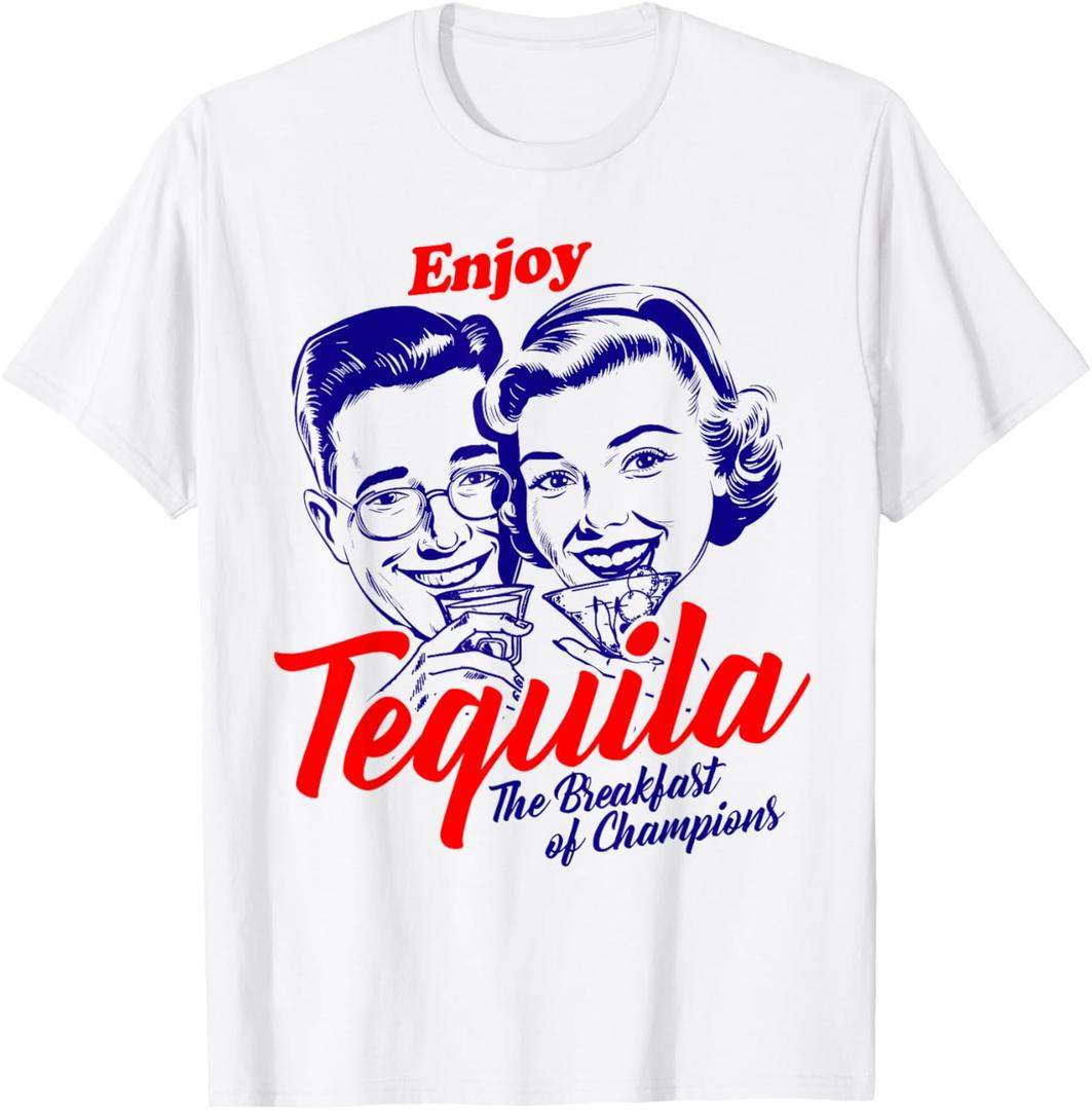 Enjoy Tequila Breakfast of Champions Vintage Retro T-Shirt Medium Enjoy Tequila Breakfast of Champions Vintage Retro T-Shirt Medium