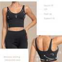 AKASO Womens Longline Sports Bra Tank Top Padded Workout Running Yoga (Black, L)