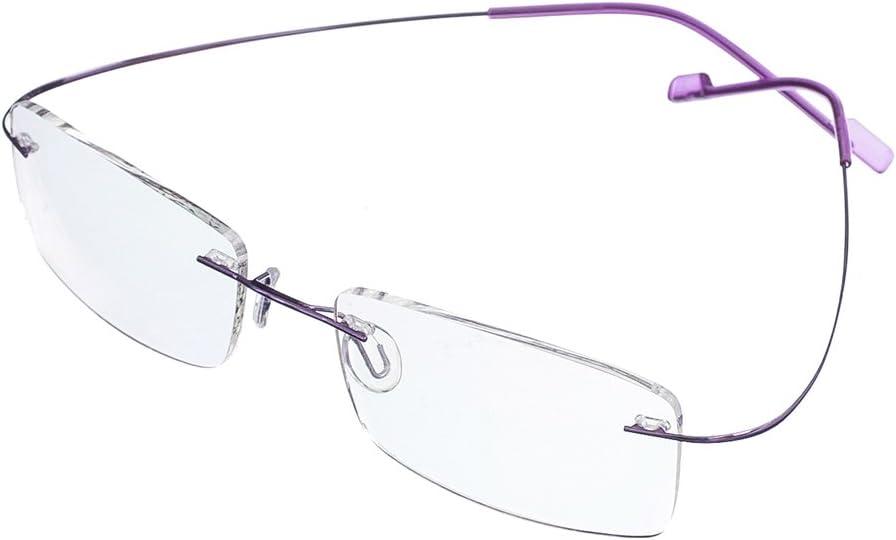 Jcerki Frameless Myopia Glasses Men and women Nearsighted Glasses -0.50 Strength Fashion Distance Spectacles (Purple)