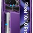ATATOO for Google Pixel 10/Pixel 10 Pro Case, Built-in Card Holder & Slide Camera Cover & RFID Blocking, Military Grade Protection, Wallet Case for Pixel 10/10 Pro 6.3" 2025, Dark Purple