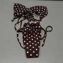 MIYOUJ Women Halter String Bikini Set Sexy Thong Cheeky Two Piece Swimsuits Solid Color Bathing Swimwear (Brown, M)