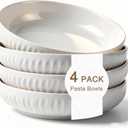 8 Inch Ceramic Pasta Bowls set of 4, 40 Oz White Serving Bowls - Microwave, Dishwasher & Oven Safe, Shallow Soup Bowls for Salad, Pasta, Cereal