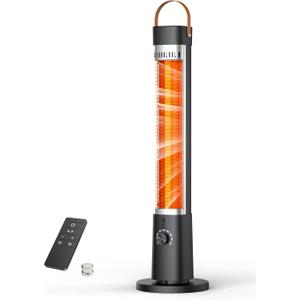 Outdoor Heater for Patio w/Remote, 1500W, 60 Oscillation, 9H Timer, 9 Heat Level, Tip-Over/Overheating Protection, Safety Lock, for Garage Porch Office Black