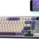 RK ROYAL KLUDGE S98 Mechanical Keyboard w/Smart Display & Knob, Top Mount 96% Wireless Mechanical Keyboard BT/2.4G/USB-C, Hot Swappable, Software Support, Massive Battery, 98 Keys (Linear Viridian Switch, Lavender Purple)