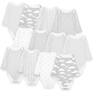 Long Sleeve Cotton Baby Bodysuits One Piece For Boys Girls 12 Pack 0-24 Month