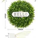 DDHS 20'' Boxwood Wreaths Front Door Artificial Spring Wreath. Wreaths for Front Door Farmhouse Wedding Green Year Round Indoor Outdoor for Summer Wreath St Patricks Day Decorations -(Hello Sign)