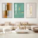 Wall Art for Living Room Bright Style Minimalist Wall Art Decor for Bedroom 3 Pieces Modern Abstract Canvas Prints Poster Picture Framed Paintings for Wall Decorations (24 "X 32", Beige)