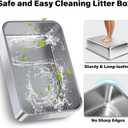 XL Stainless Steel Litter Box with Lid, Extra Large High Sided Metal Cat Litter Box with Mat and Scooper, Easy Clean, Non Stick & No Smell