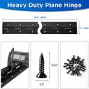 Black Piano Hinge 36 Inch x 1 1/2 Inch Open Width Stainless Steel Piano Hinges 0.047'' Thick Continuous Hinges for Heavy Duty Cabinet, Door, Toolbox, Woodworking, Furniture