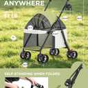 GTPLAYER Foldable Pet Stroller for Small Dogs & Cats up to 33 lbs, Pet Stroller with 360° Swivel Lockable Front Wheels, Rear Brakes, Safety Tethers, Breathable Mesh, Cup Holder, Lime Green